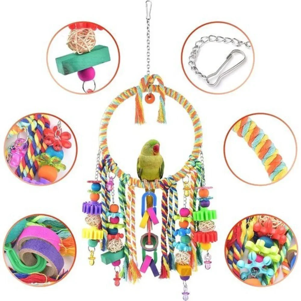 Bird Perch Swing Toy with‎ Colorful Chewing